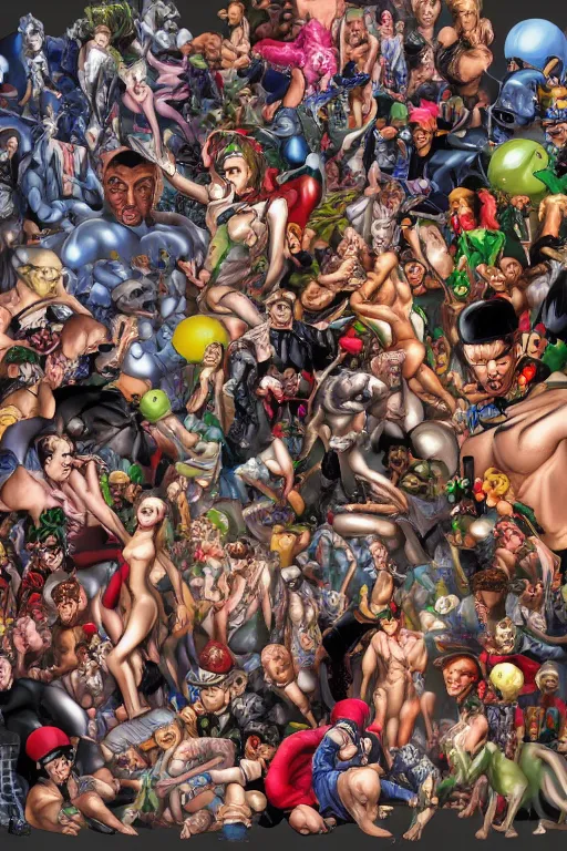 Image similar to place full of tunnel rats. pop art, pixel, hyperrealistic, art by artgerm and richard hamilton and mimmo rottela and bob rafei and kazuma kaneko and bengus and yoshitaka amano, subject point of view with differentiation