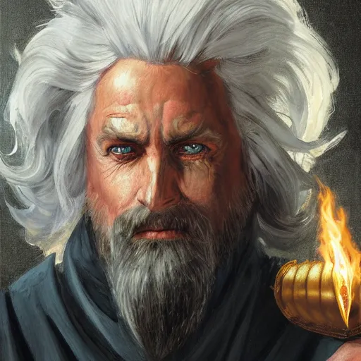 Prompt: beautiful portrait painting of a very short and small male halfing bard with white hair, full beard, extremely irritated, agitated, from pathfinder, evil smirk, narcissist, self centered, casting fireball, painted by larry elmore, wayne reynolds, greg rutkowski, magic the gathering, dungeons and dragons, dishonored 2