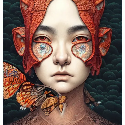 Prompt: beautiful portrait painted in jacek yerka aykut aydogdu and leslie zhang style drawn by sasha bom and takato yamamoto, inspired by cyberpunk, intricate acrylic gouache painting, high detail, sharp high detail, artstation, manga and anime