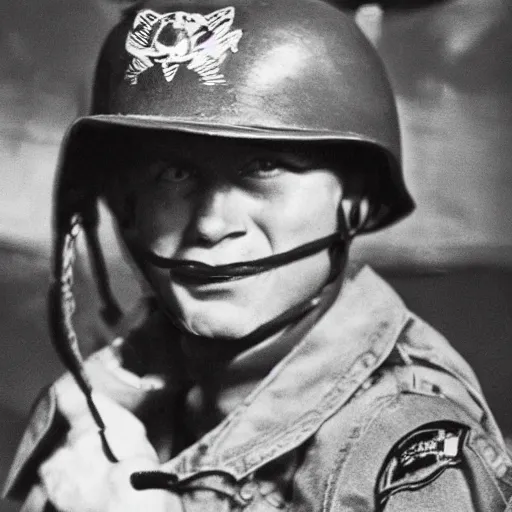 Image similar to Close up of a cat wearing John cena clothes in the Raw arena, ww2 historical photography, black & white