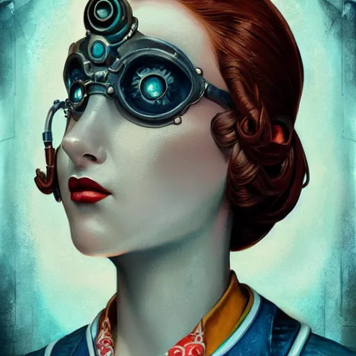 Prompt: lofi underwater victorian bioshock portrait, Pixar style, by Tristan Eaton Stanley Artgerm and Tom Bagshaw.