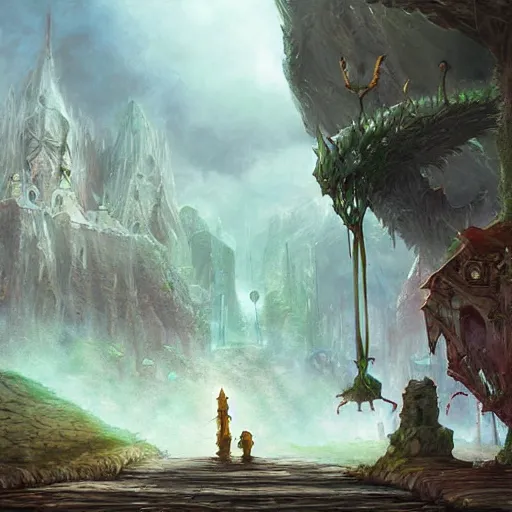 Image similar to epic fantasy scene inspired by Marc Simonetti