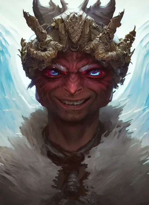 Image similar to highly detailed portrait of a asura from the game'guild wars 2 ', stephen bliss, unreal engine, fantasy art by greg rutkowski, loish, rhads, ferdinand knab, makoto shinkai and lois van baarle, ilya kuvshinov, rossdraws, tom bagshaw, alphonse mucha, global illumination, radiant light, detailed and intricate environment