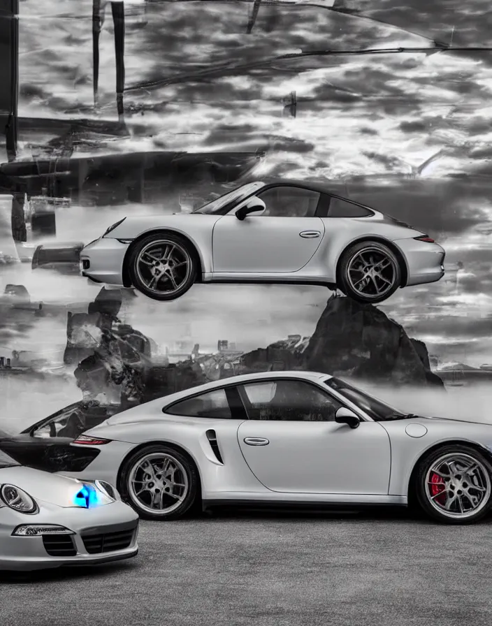 Image similar to porsche 9 1 1 on a year 3 0 5 0 cover of automotive magazine