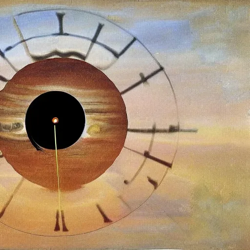 Image similar to planets in a pan looking like a clock by salvador dali painting