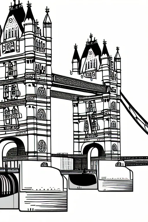 Prompt: minimalist boho style art of colorful london tower bridge, illustration, vector art