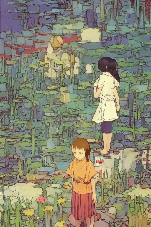 Image similar to a girl fdggdfb 3 5 4 df 3 5 4 3 dsgfdg 3 5 4 gh 3 5 sfg 4 hgfdgh 8 7 gs 6 hgs 7 fds 3 5 4 6 8 7 6 1 2 5 3 by artgem and beeple and piet mondrian and hiroshi yoshida, studio ghibli, trending on artstation