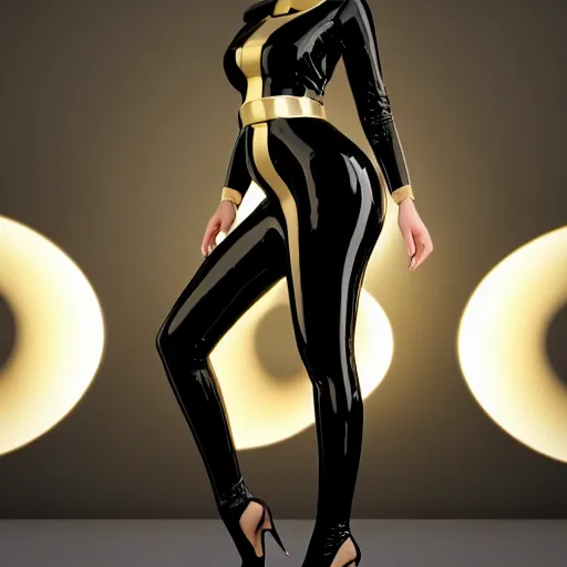 Prompt: a curvy pale hot young goth woman wearing an elegant modest tight shiny gold-silver-black striped latex high-neck dress, cgsociety, photorealistic, sublime-cool-hyperadvanced-dark-amorous ambience, 16k, smooth, sharp focus, trending on ArtStation, volumetric lighting, fully clothed, thin waist