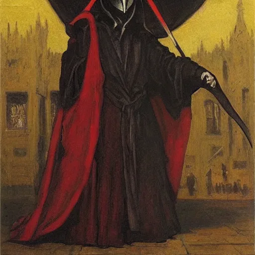 Image similar to plague doctor by edwin austin abbey