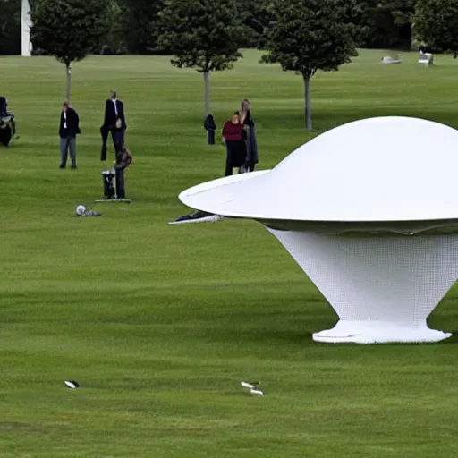 Image similar to ufo lands on whitehouse lawn