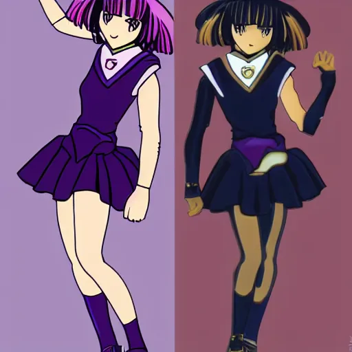 Image similar to new version of sailor saturn, full body, 9 0's anime style