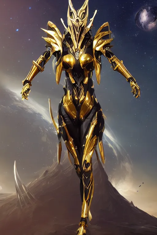 Prompt: galactic hyperdetailed elegant beautiful stunning giantess saryn prime anthropomorphic mecha female dragon goddess, sharp spines, sharp metal ears, sleek yellow eyes, smooth gold skin, smooth gold armor, bigger than galaxy, epic proportions, epic scale, epic size, warframe destiny fanart, furry, dragon art, goddess, giantess, furaffinity, octane render