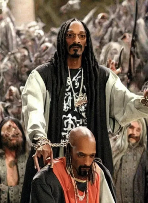 Image similar to Snoop dogg in the lord of the ring's universe