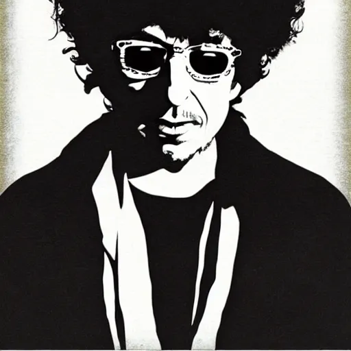 Prompt: minimalist design of bob dylan by paul rand