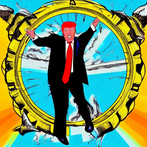 Image similar to digital art of Donald trump dancing in a (((((((synthwave)))))))) costume