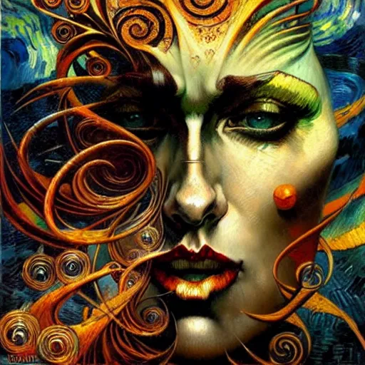 Image similar to Divine Chaos Engine by Karol Bak and Vincent Van Gogh