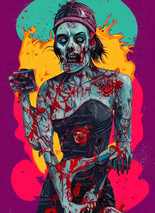 Image similar to zombie full body hiphop streetwear drip, tristan eaton, victo ngai, artgerm, rhads, ross draws