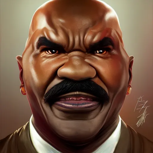 Image similar to ultra realistic steve harvey as balrog from street fighter, portrait, 4 k, ultra realistic, detailed focused art by artgerm and greg rutkowski and alphonse mucha