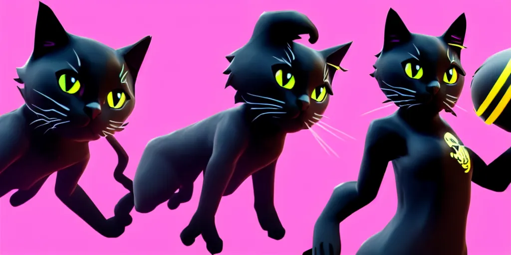 Prompt: a black cat in the style of fortnite