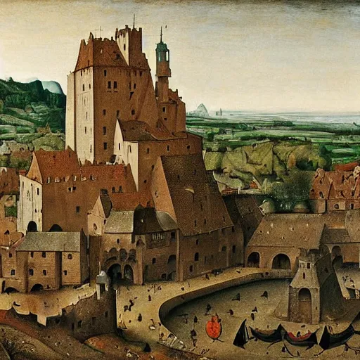 Prompt: A medieval castle by Pieter Bruegel
