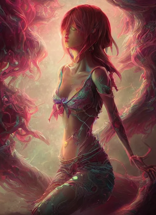 Prompt: dreamscape, female, ross tran!!!, vivid colors!!, anatomical, highly detailed sculpture, intricate detailed, ommatidia, 8 k, cinematic atmosphere, post - processing