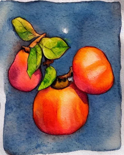 Image similar to cute bear persimmon watercolor by arti chauhan light color