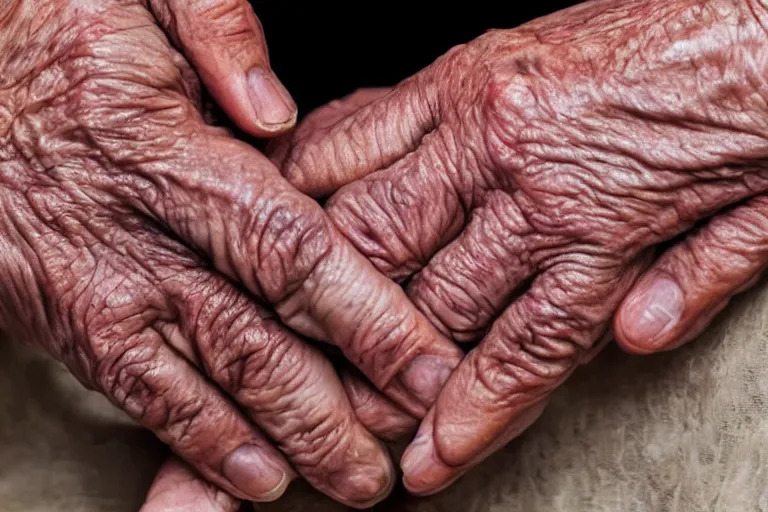 Image similar to close up shot of oily elderly hands