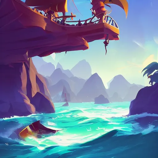 Image similar to painting treasure on sea of thieves game smooth median photoshop filter cutout vector, behance hd by jesper ejsing, by rhads, makoto shinkai and lois van baarle, ilya kuvshinov, rossdraws global illumination