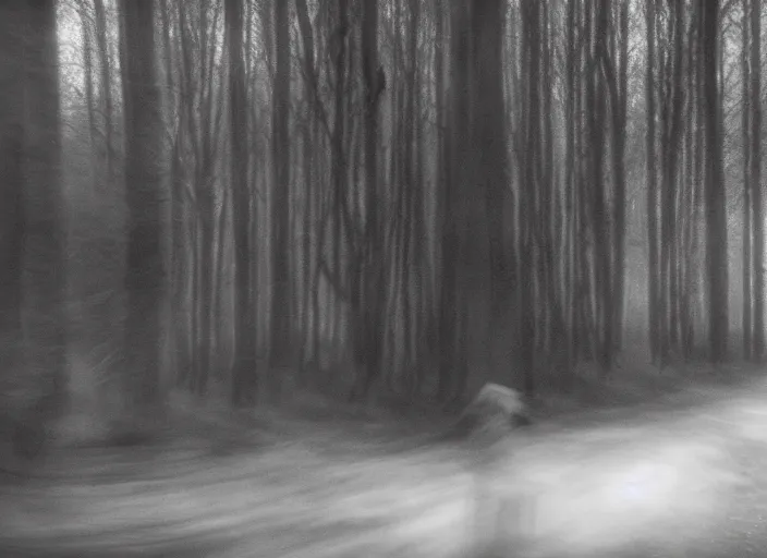 Prompt: baba yaga in the wood, by Jakub Rozalski, lomography photo, blur, unfocus, red monochrome