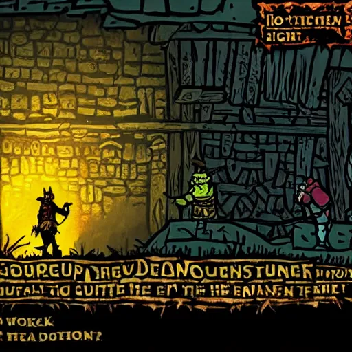 Prompt: shrek in darkest dungeon, screenshot from the game, highly detailed, dark atmosphere, concept art