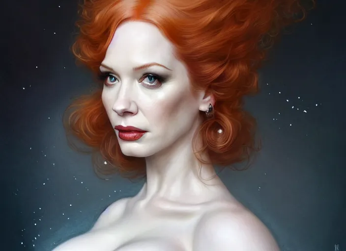 Image similar to portrait shot of christina hendricks in bladerunner wearing a white dress, intricate, elegant, highly detailed, centered, digital painting, artstation, concept art, smooth, sharp focus, illustration, artgerm, tomasz alen kopera, peter mohrbacher, donato giancola, joseph christian leyendecker, wlop, boris vallejo