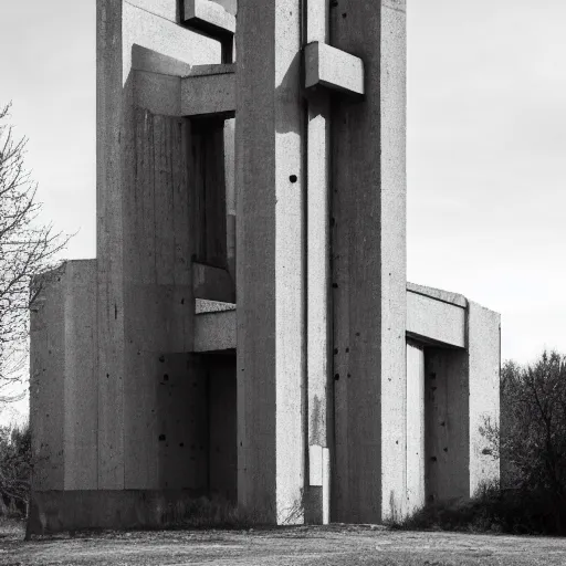 Prompt: brutalist church