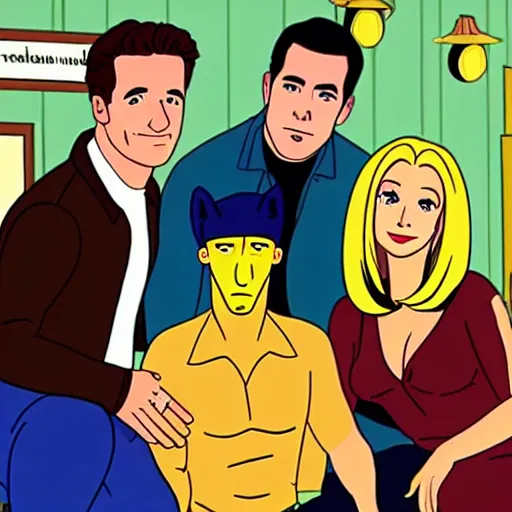 Image similar to still from the hit tv show friends in the style of bojack horseman