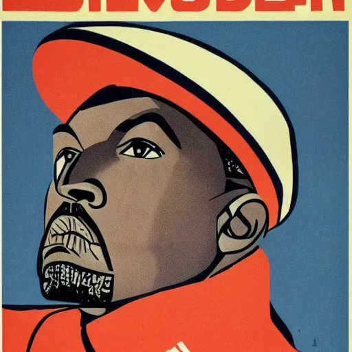 Prompt: a soviet equality propaganda poster of kanye west
