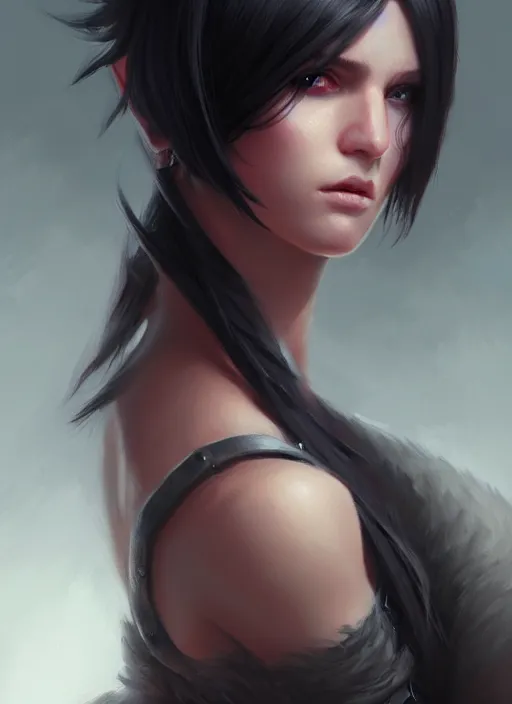 Image similar to a _ fantasy _ style _ portrait _ painting _ of young adult, black fringe hair, round face, rpg dnd oil _ painting _ unreal _ 5 _ daz. _ rpg _ portrait _ extremely _ detailed _ artgerm _ greg _ rutkowski _ greg