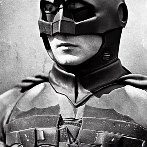 Prompt: batman as a soldier , historical photo of ww2