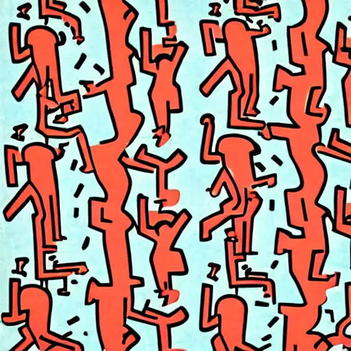 Image similar to whimsical jerry seinfeld wallpaper pattern, keith haring