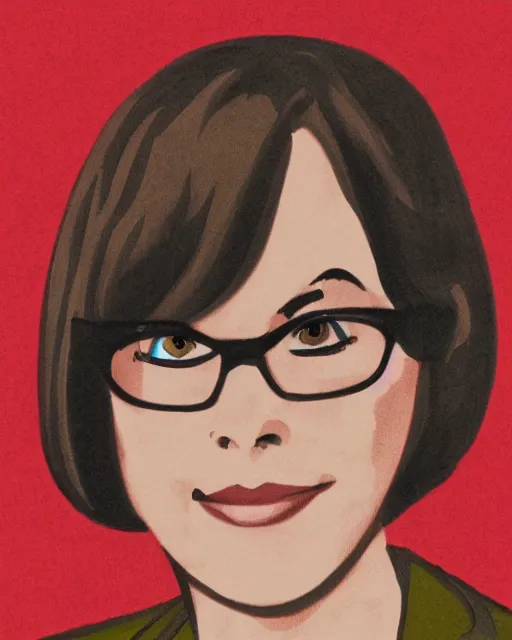 Prompt: a portrait of Velma Dinkley in the style of paleoart