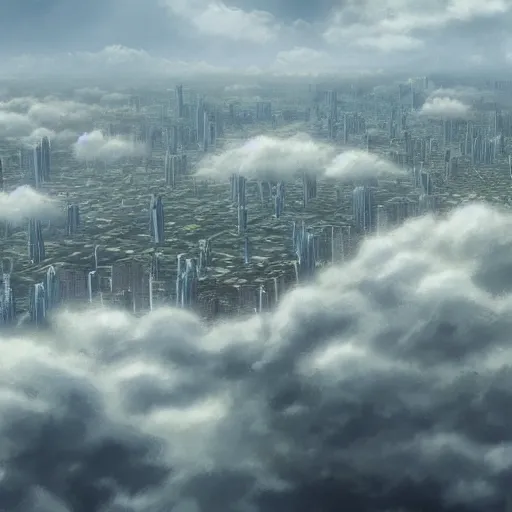 Prompt: massive city floating in the clouds in the style of hayao miyazaki, ultra fine detail, 4 k, artstation,