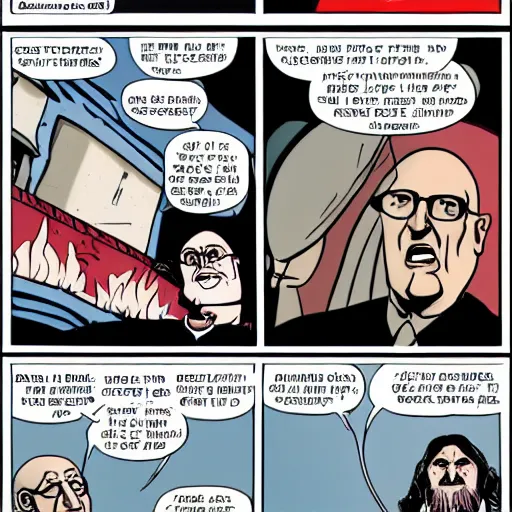 Prompt: uncle junior soprano screaming about the end of the world and jesus cartoon strip