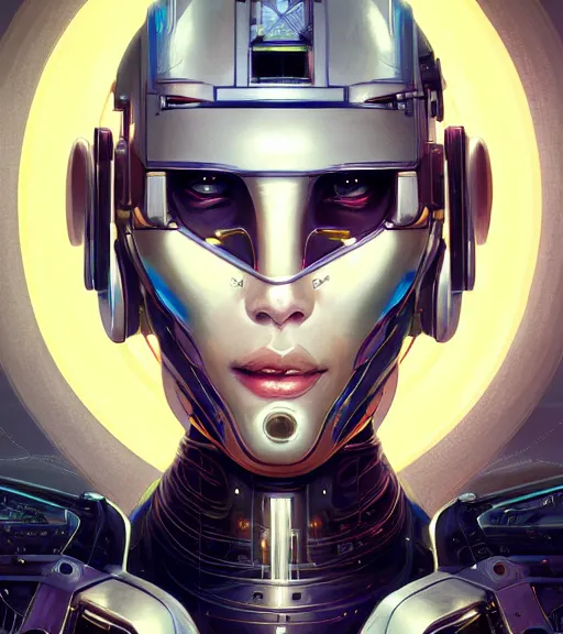 Image similar to symmetry portrait of alain chabat cyberborg ultra detailed, intricate, anime, dynamic lighting, digital art, digital painting, art station, wlop, sharp focus, illustration, art by artgerm and greg rutkowski and alphonse mucha