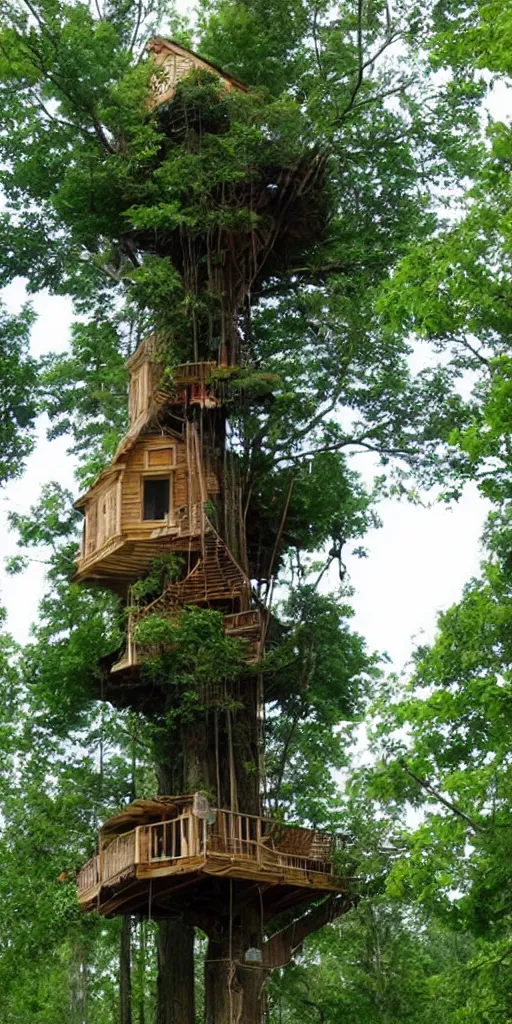 Image similar to A realistic giant tree house