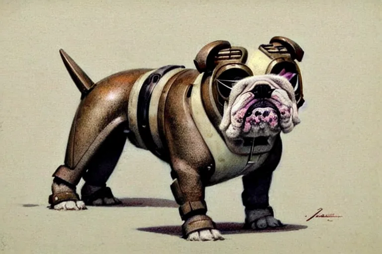 Prompt: ( ( ( ( ( 1 9 5 0 s retro future robot bulldog. muted colors. ) ) ) ) ) by jean - baptiste monge!!!!!!!!!!!!!!!!!!!!!!!!!!!!!!