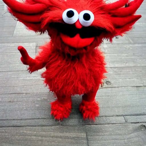 Prompt: satan red horned muppet