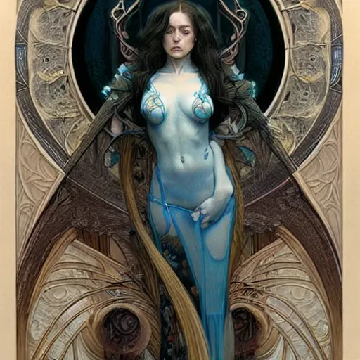 Prompt: an art nouveau painting in the style of donato giancola, and in the style of tom bagshaw, and in the style of charles dulac. symmetry, smooth, sharp focus, semi - realism, intricate detail.