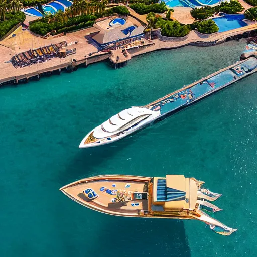 gold plated mega yacht with two swimming pools and a | Stable Diffusion ...