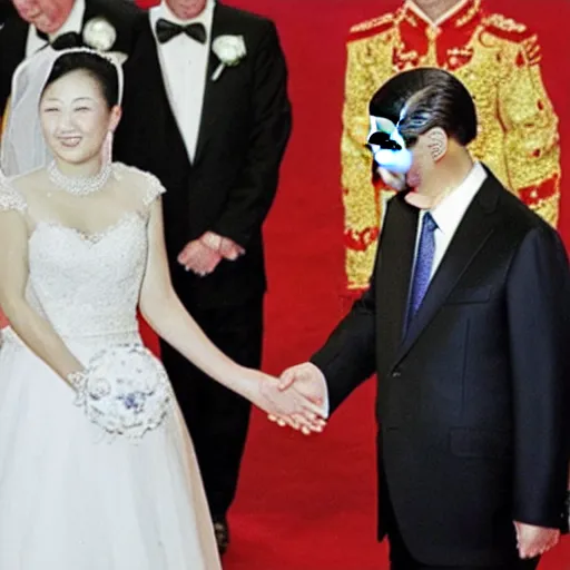 Image similar to photo of wedding putin and xi jinping, realistic