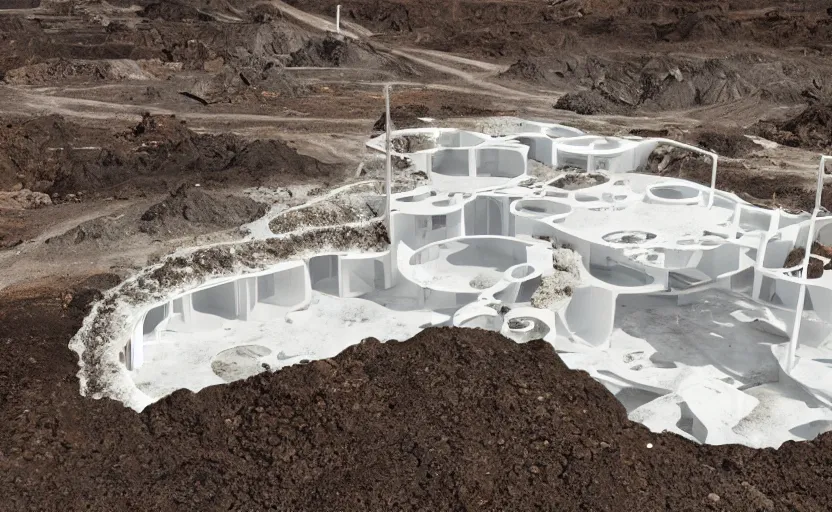 Image similar to bioremediation white architecture in the mining tailing