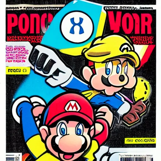 Prompt: nintendo power magazine cover from the 1 9 9 0 s