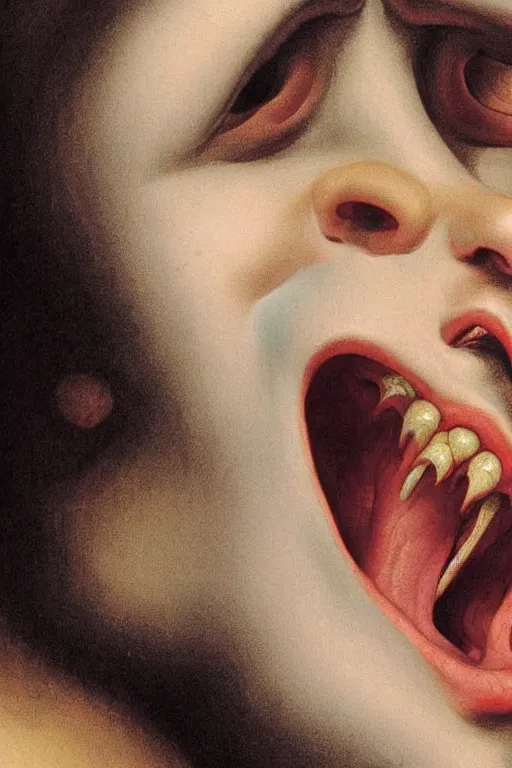 Image similar to beautiful woman, screaming face, closeup, dressed in roman clothes, ultra detailed, art by Guido Reni style